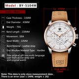 Casual Fashion Men Quartz Watch Luxury Military Leather Strap Chronograph Men Watch