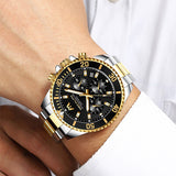 Wholesale Price MEGALLITH Mens Watches Black Big Face Stainless Chronograph Sport Man Watch 30M Waterproof Quartz Watch Man 8046