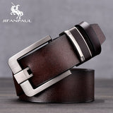 New Leather Cowhide Men's Belt Fashion Metal Alloy Pin Buckle Adult Luxury Brand Jeans Business Casual Waist Male Strap Brand