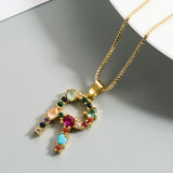 26 English Letter Necklace Women's 2020 New Bohemia Style Colored Necklace Copper Plated Gold  Clavicle Chain for Girls