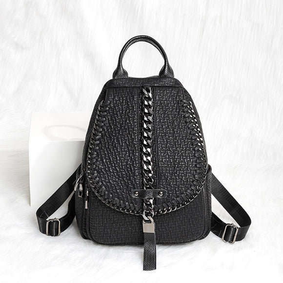 Black Leather Backpacks Women  Black Leather Chain Backpack