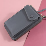 New Women Purses Solid Color Leather Summer Bag Shoulder Strap Mobile Phone Bag Card Holders Wallet Handbag Pockets for Girls