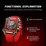 2021 New LIGE Men Watches Top Brand Luxury Hollow Square Sport Watch For Men Fashion Silicone Strap Waterproof Quartz WristWatch