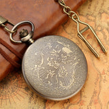 Magical School Theme Men's Bronze Quartz Pendant Pocket Clock Long Chain Pocket Watch Antique Cosplay Necklace Timepiece Gifts