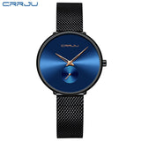 CRRJU Women's Watches 2021 Luxury Ladies Watch Fashion Minimalist Waterproof Slim Band Watches for Women Gift Reloj Mujer