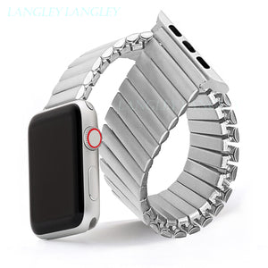 Elastic Watchband for Iwatch 38mm 40mm 44mm 42mm Woman Stainless Steel Band for Apple Watch Series 6 5 4 3 Se 2 Expansion Luxury