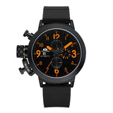 Automatic Self Wind Mechanical Rubber Strap Black Silver Boat Case Orange Blue Yellow Grey Fashion U Left Hand Men Watch