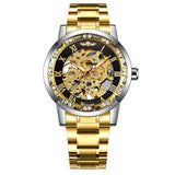 WINNER Mechanical Crystal Luxury Classic Business Luminous Hands Shock Resistant Stainless Steel Men Wrist Watches 454G