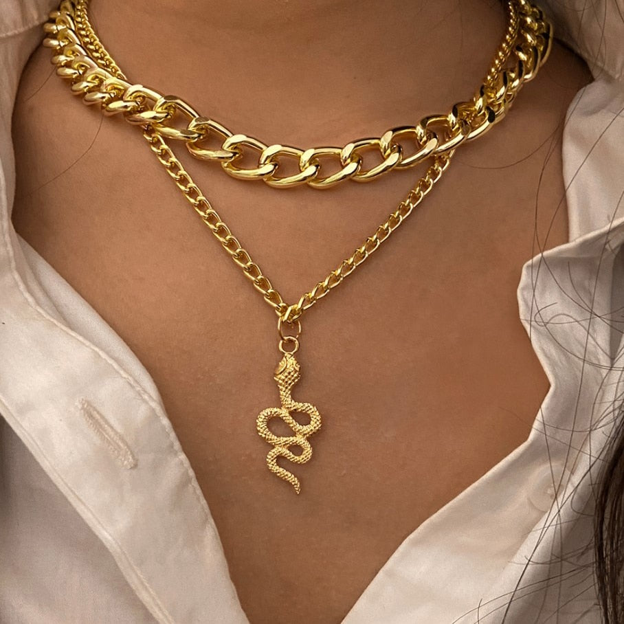 Gold color Choker Necklace for women Long moon Tassel Pendant Chain Ne
