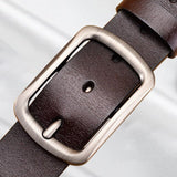 New Leather Cowhide Men's Belt Fashion Metal Alloy Pin Buckle Adult Luxury Brand Jeans Business Casual Waist Male Strap Brand