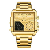 BOAMIGO 2021 New Top Brand Luxury Fashion Men Watches Gold Stainless Steel Sport Square Digital Analog Big Quartz Watch for Man