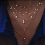 New Fashion Gold Crystal Stars Pendant Necklaces For Women Necklace 2020 Multilevel Female Boho Vintage Jewelry Wedding Gift