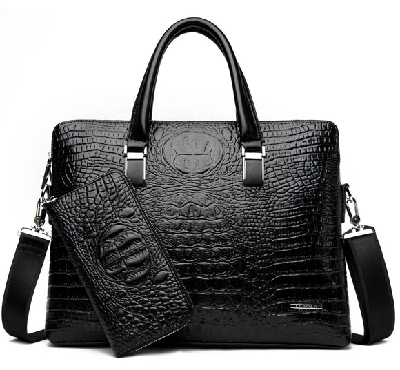 Men's Brand Crocodile Pattern Briefcases Designer Alligator PU Leather Handbag Business office laptop bag male Vintage Tote 2021