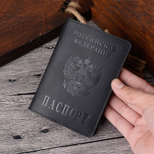 Real Leather Russia Passport Cover Genuine Leather Engraved Covers for Passport Full Grain Leather Passport Gift for Him