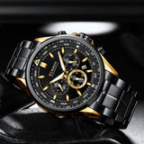 CURREN Men Quartz Wristwatches Luxury Brand Sporty Chronograph Watches with 316 Stainless Steel Luminous Hands Male Clock Black