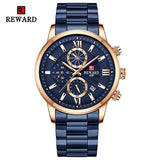 New Reward Fashion Quartz Mens Watch Business Male Clock Date Wristwatch Chronograph Sport Wrist Watch for Men Relogio Masculino