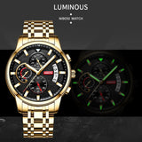 NIBOSI New Brand Quartz Watch Men Sport Watches Men Steel Band Military Clock Waterproof Gold Wrist Mens Watch Relogio Masculino