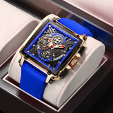 2021 New LIGE Men Watches Top Brand Luxury Hollow Square Sport Watch For Men Fashion Silicone Strap Waterproof Quartz WristWatch