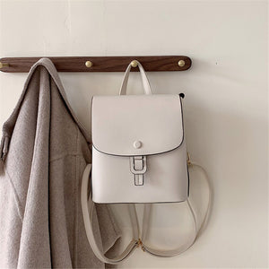 New Small Women's Backpack Simple Design White Backpack for Teenagers Girl School Shoulder Bag Ladies Pu Leather Travel Mochilas