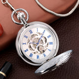 Luxury Silver Pocket Watch Automatic Mechanical Copper Pendant Present Flower Pattern Self Winding Clock Pendant Gift for Men