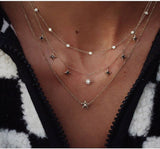 New Fashion Gold Crystal Stars Pendant Necklaces For Women Necklace 2020 Multilevel Female Boho Vintage Jewelry Wedding Gift