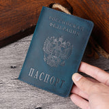 Real Leather Russia Passport Cover Genuine Leather Engraved Covers for Passport Full Grain Leather Passport Gift for Him