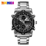 Fashion Men's Wristwatch SKMEI Watch Sport Digital Bracelet 3 Time Countdown Mens Clock Stainless Steel Watches  Male Business