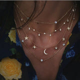 New Fashion Gold Crystal Stars Pendant Necklaces For Women Necklace 2020 Multilevel Female Boho Vintage Jewelry Wedding Gift