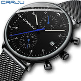 Mens Watch CRRJU Luxury Top Brand Men Stainless Steel WristWatch Men's Military waterproof Date Quartz watches relogio masculino