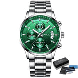 Fashion Watches CRRJU Men Chronograph Luxury Waterproof Watch Black Business Stainless Steel Clock For Men relogio masculino