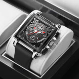 2021 New LIGE Men Watches Top Brand Luxury Hollow Square Sport Watch For Men Fashion Silicone Strap Waterproof Quartz WristWatch