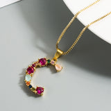 26 English Letter Necklace Women's 2020 New Bohemia Style Colored Necklace Copper Plated Gold  Clavicle Chain for Girls