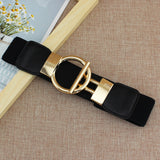 New Korean Style Windbreaker Elastic Waistband Button Decoration Wide Belt Ladies Belt Alloy Buckle Belt Dress Women Accessory