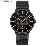 Men Watches CRRJU Top Brand Luxury Waterproof Watch for Male Slim Date WristWatch Mesh Strap Casual Quartz Clock reloj hombre