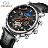 KINYUED Fashion Casual Fully Automatic Mechanical Functional Watch Men's Tourbillon Business Waterproof Luminous Clock Men J025