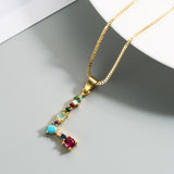 26 English Letter Necklace Women's 2020 New Bohemia Style Colored Necklace Copper Plated Gold  Clavicle Chain for Girls