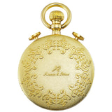 KS Retro Golden Carving Case Stopwatch Function Roman Numerals Clip Fob Chain Men Quartz Movement Pocket Watches Jewelry /KSP091