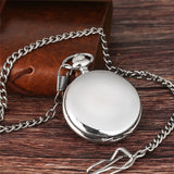 Polishing Silver/Black Cover Quartz Pocket Watch Exquisite Round Display Dial Pocket Pendant Clock Gifts Men Women