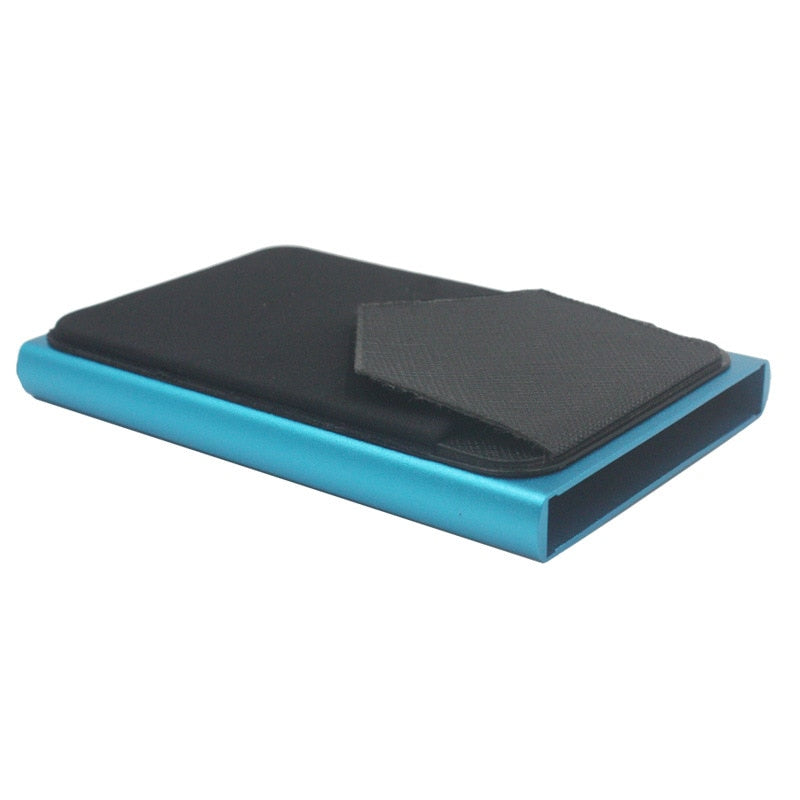 Aluminum Wallet With Elasticity Back Pouch Credit Card Holder Rfid