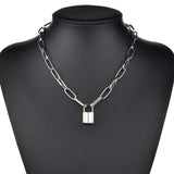 Hip Hop Multi Layers chain necklace with heart lock women/men punk rock padlock pendant necklace emo grunge Goth jewelry