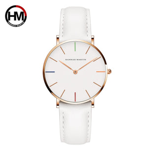 Hannah Martin Luxury Brand Quartz Women White Watches Life Waterproof Wristwatch Clock Gift for Women Female Watch Reloj Mujer