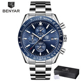 BENYAR New Brand Luxury Silicone Strap Waterproof Sports Quartz Chronograph Watch Classic Casual Men's Clock Relogio Masculino