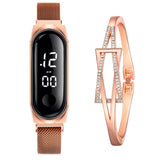 Fashion Women's Watch Rose Gold Stainless Steel Dress LED Quartz Bracelet Watch Women Female Clock Relogio Feminino Drop Ship