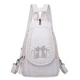 Hot White Women Backpack Female Washed Soft Leather Backpacks Ladies Sac A Dos School Bags for Girls Travel Back Pack Rucksacks