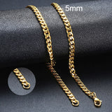 Cuban Chain Necklace for Men Women, Basic Punk Stainless Steel Curb Link Chain Chokers,Vintage Gold Tone Solid Metal Collar