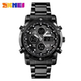 Fashion Men's Wristwatch SKMEI Watch Sport Digital Bracelet 3 Time Countdown Mens Clock Stainless Steel Watches  Male Business