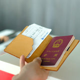 Yellow Passport Wallet women Travel Passport Cover Case Document Holder Credit Card Holder Coin Purse Handmade Genuine Leather