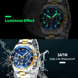 MEGALITH Luxury Mens Watches Sports Chronograph Waterproof Analog Date Quartz Watch Men Top Brand Full Steel Wrist Watches Clock
