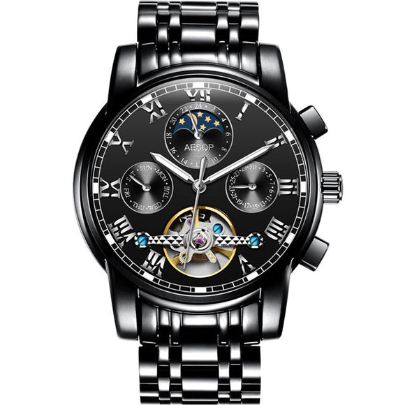 AESOP Skeleton Watch Men Automatic Tourbillon Mechanical Watch Waterproof Luminous Top Brand Luxury Clock Man Relogio Masculino