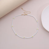 HangZhi 2020 New Korean Sweet Colorful Little Daisy Acrylic Flowers Boho Beaded Clavicle Necklaces for Women Girls Jewelry